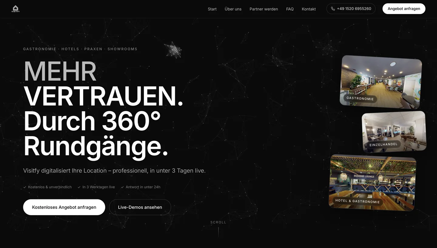 Webprojekt von Jason Holweg: Visitfy — Screenshot der Website